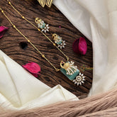 Stylish Aqua Green AD Stone Peacock Pendant Chain-G14508